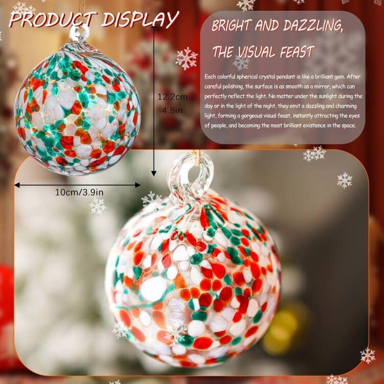KRISININE 4" Blown Christmas Balls Hanging Glass Gazing Ball for Christmas Garden Patio Window Decoration Gifts for Xmas - Image 2